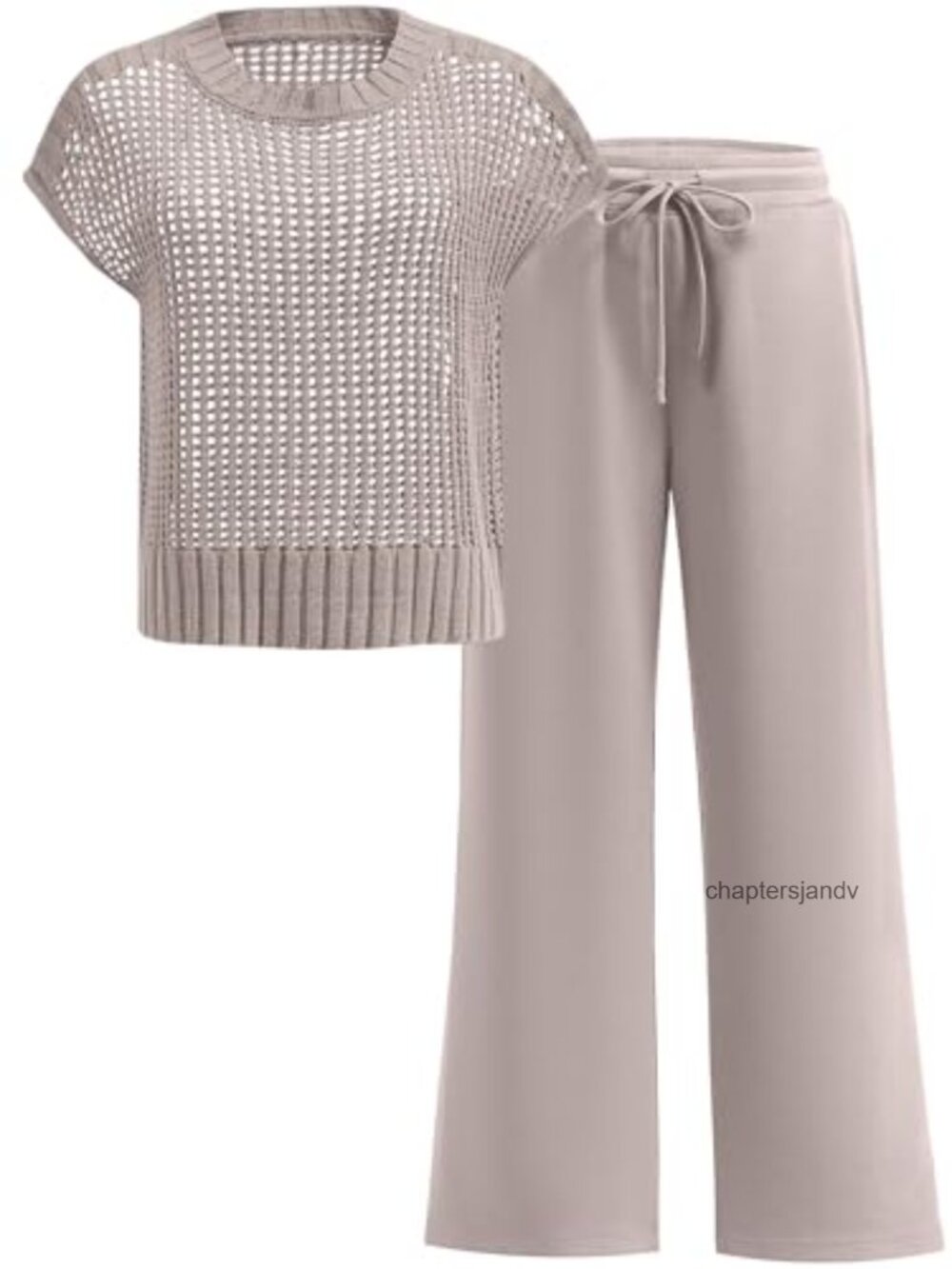 Women's Two Piece Outfit Crochet Pointelle Sweater Set Lounge Travel